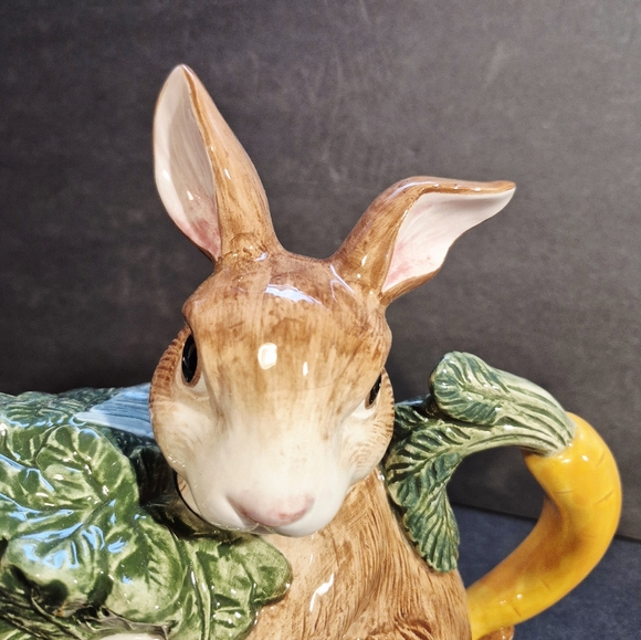 FITZ FLOYD Garden Rabbit Vegetable Teapot Omnibus  New Open Box - Picture 2 of 10